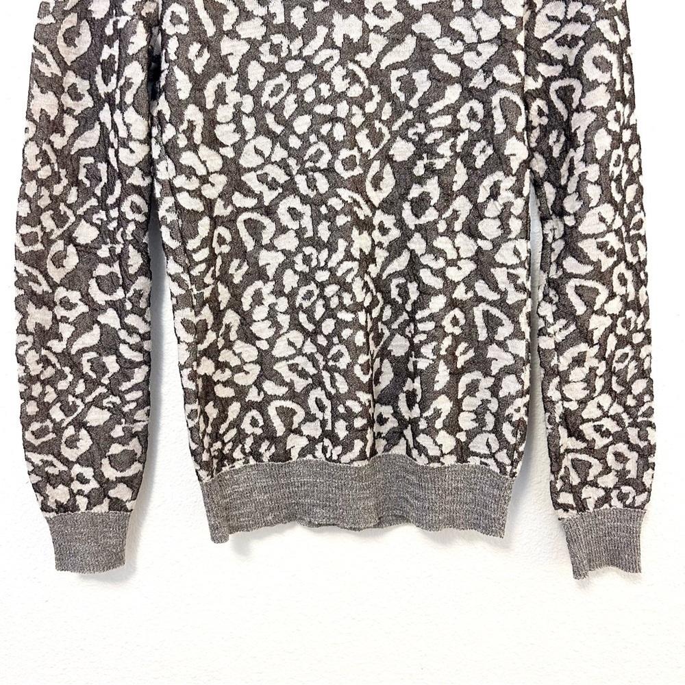 Animal Print Sweater Top INC Shirt Metallic Leopard Wool Brown Taupe Size Small - Picture 5 of 12